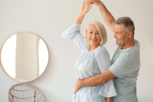 energetic seniors joyfully dancing